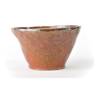 Bonsai 115 mm round red brown bonsai pot by Bonsa, Tokoname, Japan