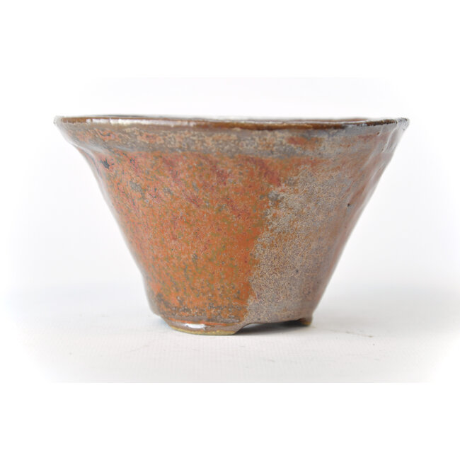 Ronde roodbruine Bonsa-pot - 122 x 123 x 70 mm