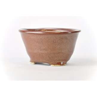 Bonsai 103 mm round red brown bonsai pot by Bonsa, Tokoname, Japan