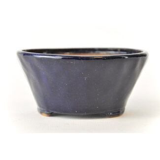 Bonsai 117 mm round blue bonsai pot by Bonsa, Tokoname, Japan