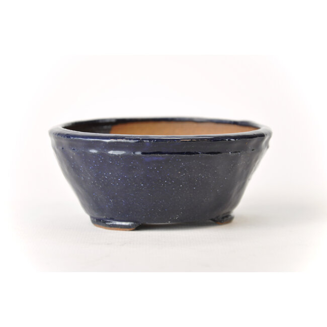 Round blue Bonsa pot - 107 x 106 x 45 mm