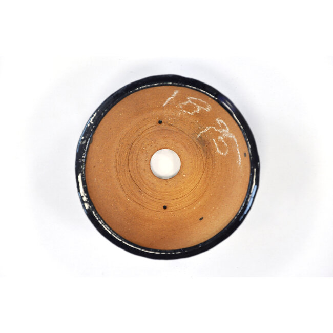 Round blue Bonsa pot - 107 x 106 x 45 mm
