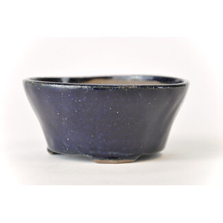 Bonsai 104 mm round blue bonsai pot by Bonsa, Tokoname, Japan