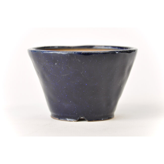 Round blue Bonsa pot - 93 x 92 x 60 mm