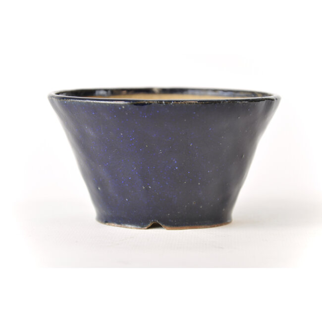 Round blue Bonsa pot - 112 x 110 x 60 mm
