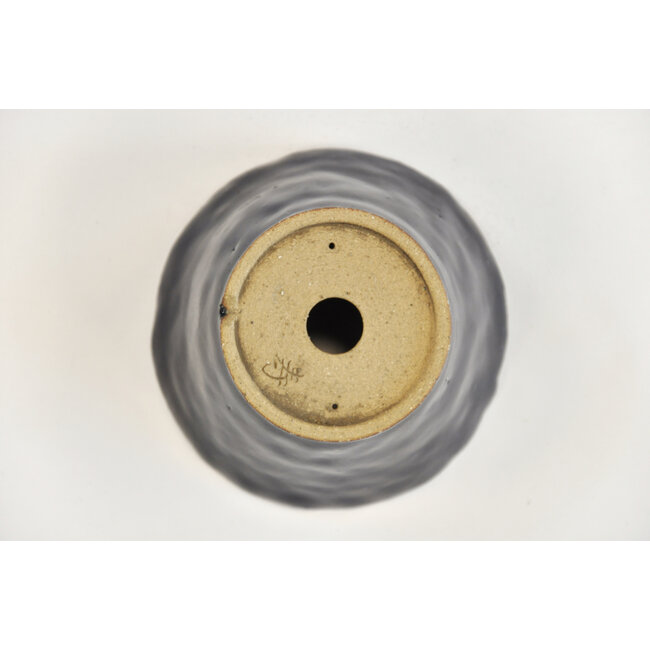 Round blue Bonsa pot - 112 x 110 x 60 mm