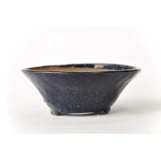 Bonsai 102 mm round blue bonsai pot by Bonsa, Tokoname, Japan