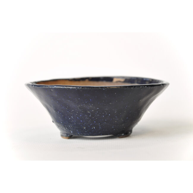 Round blue Bonsa pot - 102 x 102 x 40 mm