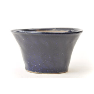 Bonsai 100 mm round blue bonsai pot by Bonsa, Tokoname, Japan