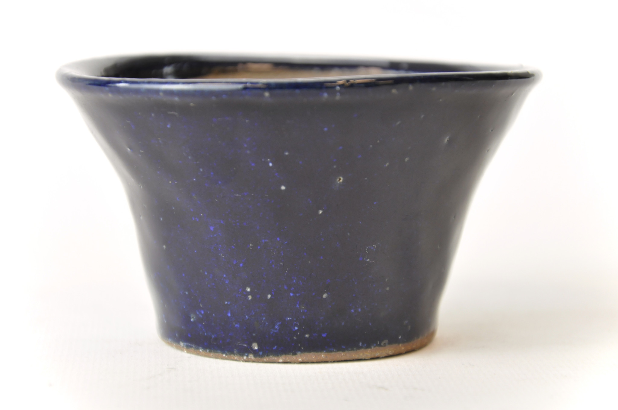 Runder blauer handgemachter Topf von Bonsa aus Tokoname in Japan