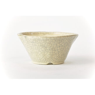 Bonsai Pot à bonsaï craquelé blanc rond 90 mm par Bonsa, Tokoname, Japon