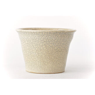 Bonsai Pot à bonsaï craquelé blanc rond 89 mm par Bonsa, Tokoname, Japon