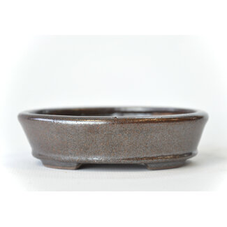 Seto 98 mm ovale bruine bonsai pot van Seto, Japan, Japan