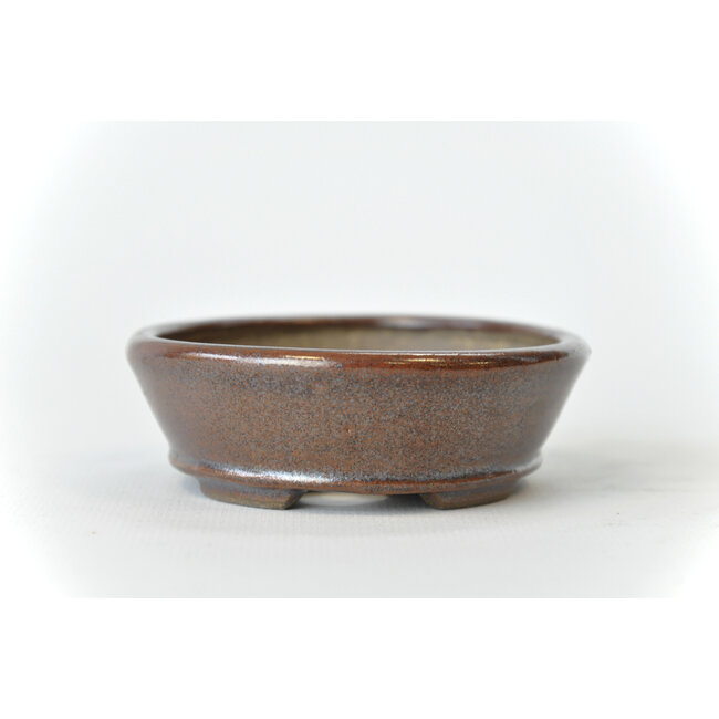 Ovale bruine Seto-pot - 100 x 86 x 25 mm
