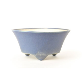 Seifu 119 mm round blue bonsai pot by Seifu, Japan, Japan