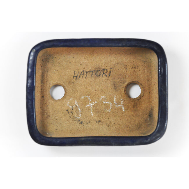 Rechthoekige blauwe Hattori bonsaipot - 135 x 102 x 25 mm