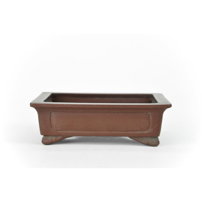 Rectangular unglazed Bikou bonsai pot - 130 x 102 x 40 mm