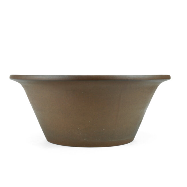 Ronde ongeglazuurde Keizan bonsaipot - 392 x 392 x 175 mm