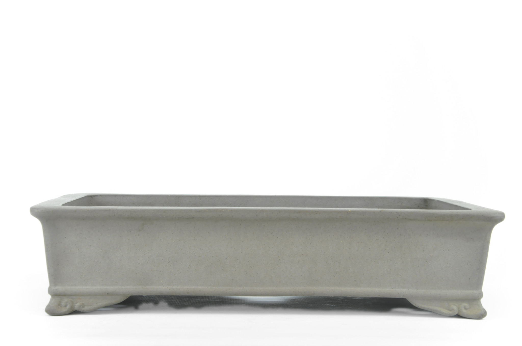 37,5 cm rectangular unglazed handmade bonsai pot by Kataoka from Japan in a fine grey clay with
