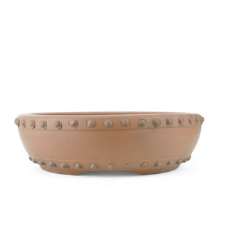 Shouzan  (Akira/Masami Watanabe) 379 mm round unglazed bonsai pot by Shozan, Japan