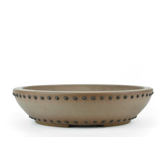 Shouzan  (Akira/Masami Watanabe) 260 mm round unglazed bonsai pot by Shozan, Japan