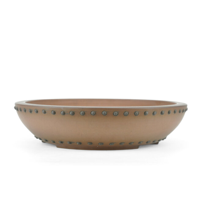 Round unglazed Shozan bonsai pot - 259 x 259 x 65 mm