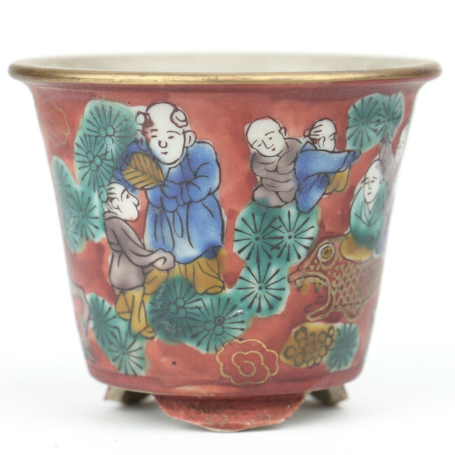 Pot à bonsaï rond multicolore Kutani - 74 x 74 x 59 mm