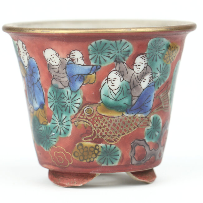 Pot à bonsaï rond multicolore Kutani - 74 x 74 x 59 mm