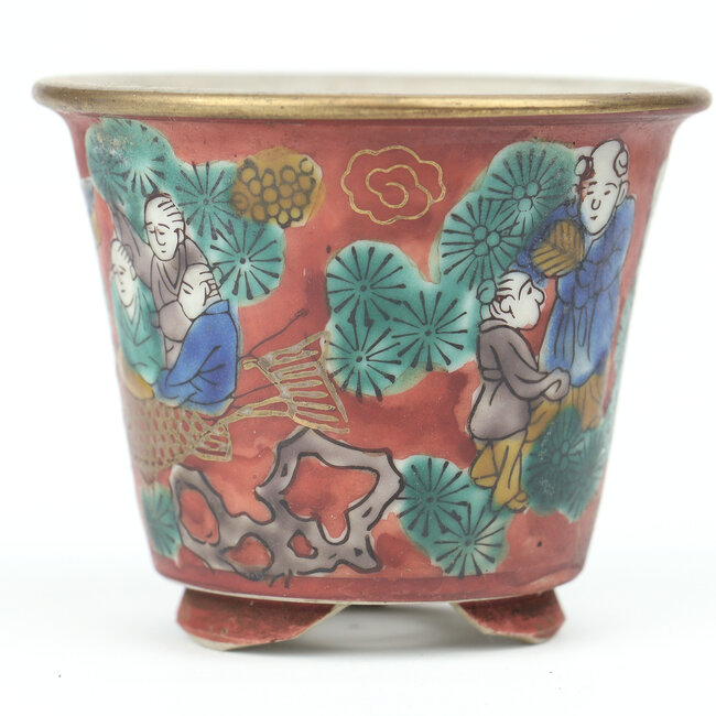 Pot à bonsaï rond multicolore Kutani - 74 x 74 x 59 mm