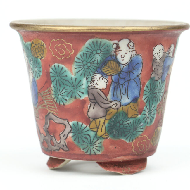 Pot à bonsaï rond multicolore Kutani - 74 x 74 x 59 mm