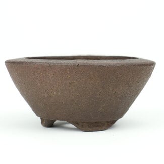 Heian Tofukuji      平安東福寺-  101 mm round unglazed bonsai pot by Tofukuji first generation, Kyoto, Japan