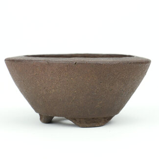 Heian Tofukuji      平安東福寺-  Pot à bonsaï rond non émaillé 101 mm par Tofukuji première génération, Kyoto, Japon