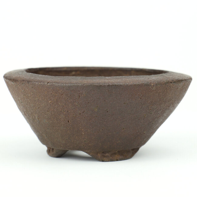 Round unglazed Tofukuji first generation bonsai pot - 101 x 100 x 43 mm
