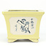 Square yellow Shouzan Kutani bonsai pot - 95 x 95 x 75 mm