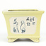 Square yellow Shouzan Kutani bonsai pot - 95 x 95 x 75 mm