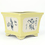 Square yellow Shouzan Kutani bonsai pot - 95 x 95 x 75 mm