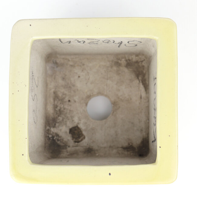 Vaso bonsai Shouzan Kutani quadrato giallo - 95 x 95 x 75 mm