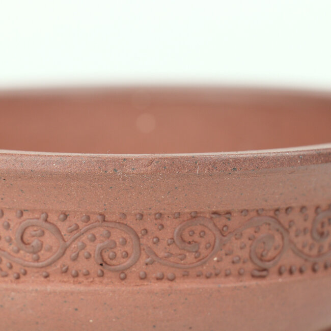 Oval unglazed Itou Tonyo bonsai pot - 145 x 129 x 49 mm