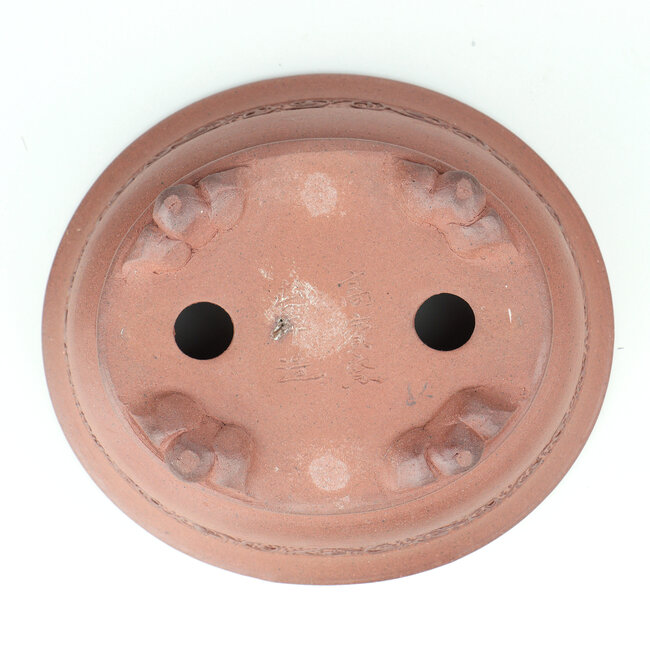 Oval unglazed Itou Tonyo bonsai pot - 145 x 129 x 49 mm