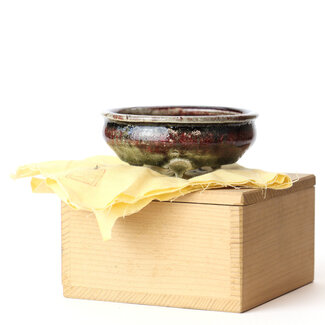 Maruto 73 mm round multicolor bonsai pot by Maruto, Japan