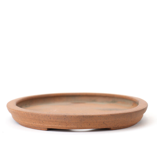 Oval unglazed Kenzan bonsai pot - 185 x 140 x 16 mm