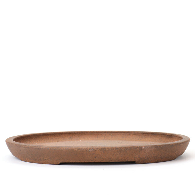 Oval unglazed Kenzan bonsai pot - 175 x 131 x 16 mm