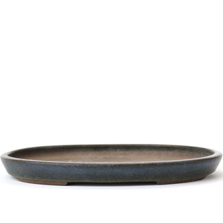 Kenzan 174 mm oval blue bonsai pot by Kenzan, Japan