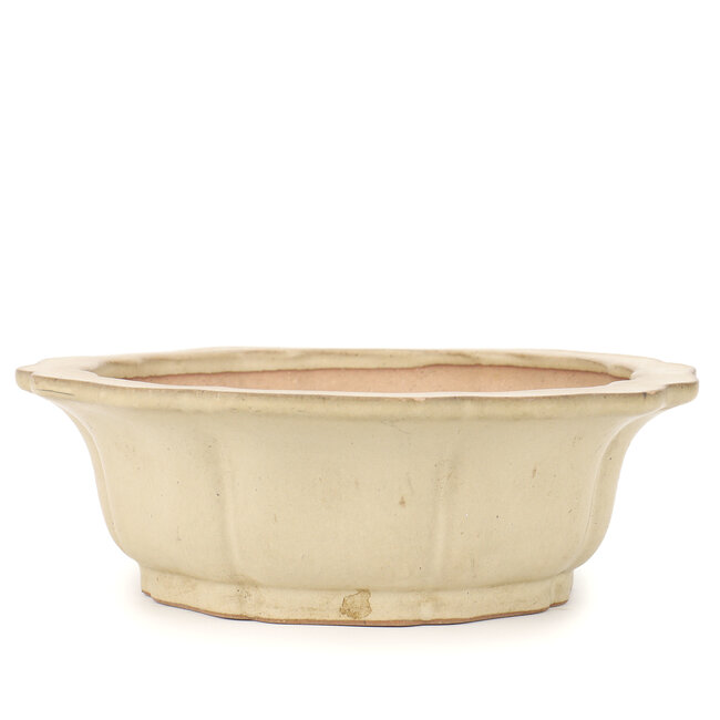 Maceta de bonsai Reiho beige redonda, segunda generación - 285 x 285 x 95 mm