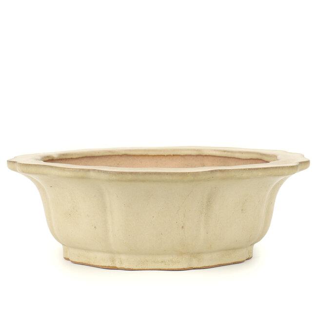 Maceta de bonsai Reiho beige redonda, segunda generación - 285 x 285 x 95 mm