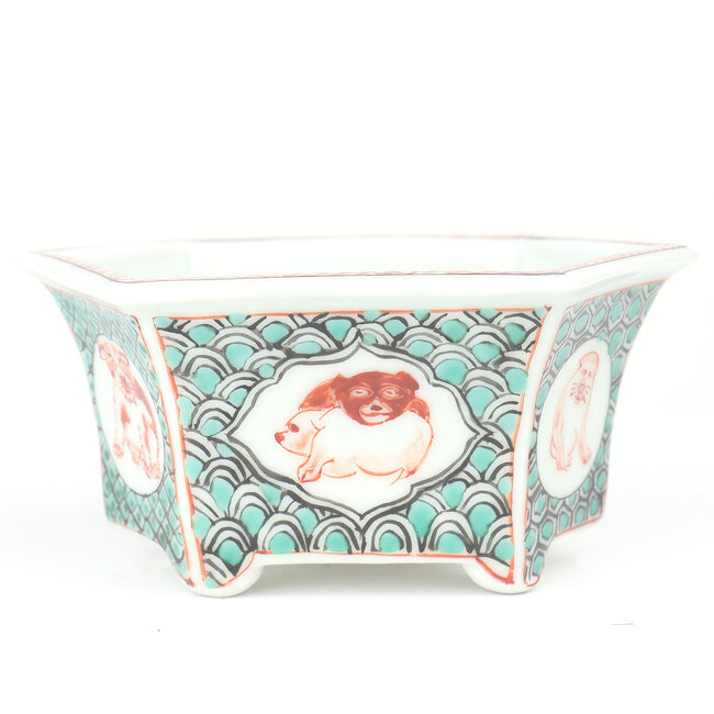 Vaso bonsai esagonale multicolore Itou Tonyo - 128 x 94 x 62 mm