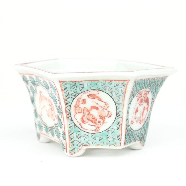 Vaso bonsai esagonale multicolore Itou Tonyo - 128 x 94 x 62 mm