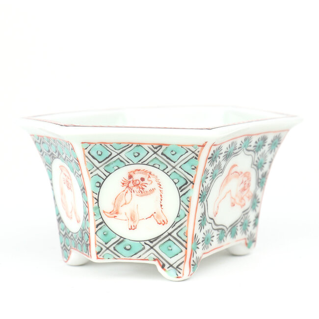 Pot à bonsaï hexagonal multicolore Itou Tonyo - 128 x 94 x 62 mm