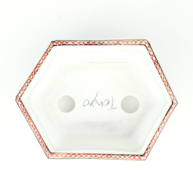 Hexagonal multicolor Itou Tonyo bonsai pot - 128 x 94 x 62 mm