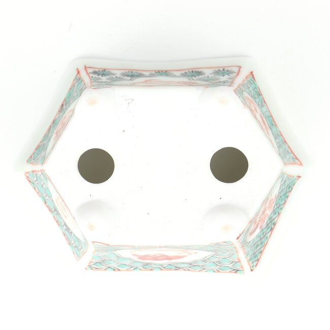 Hexagonal multicolor Itou Tonyo bonsai pot - 128 x 94 x 62 mm